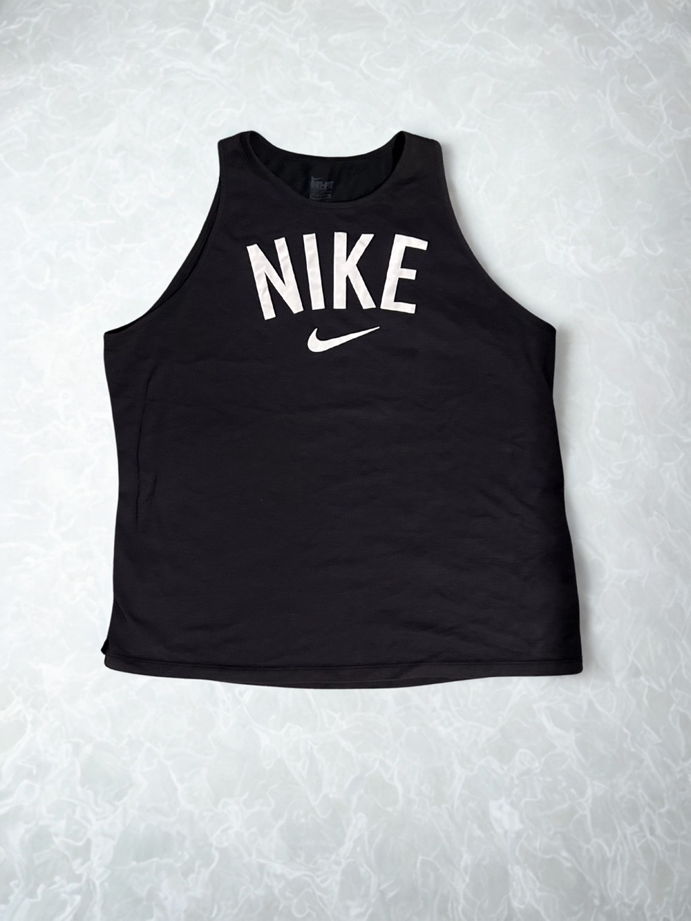 Nike Black Dri-FIT Athletic Tank with White Interior Print